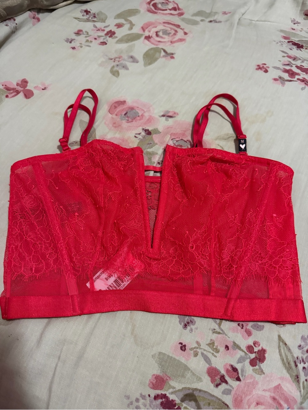 Victoria's Secret Red Lace Longline Bustier Bralette